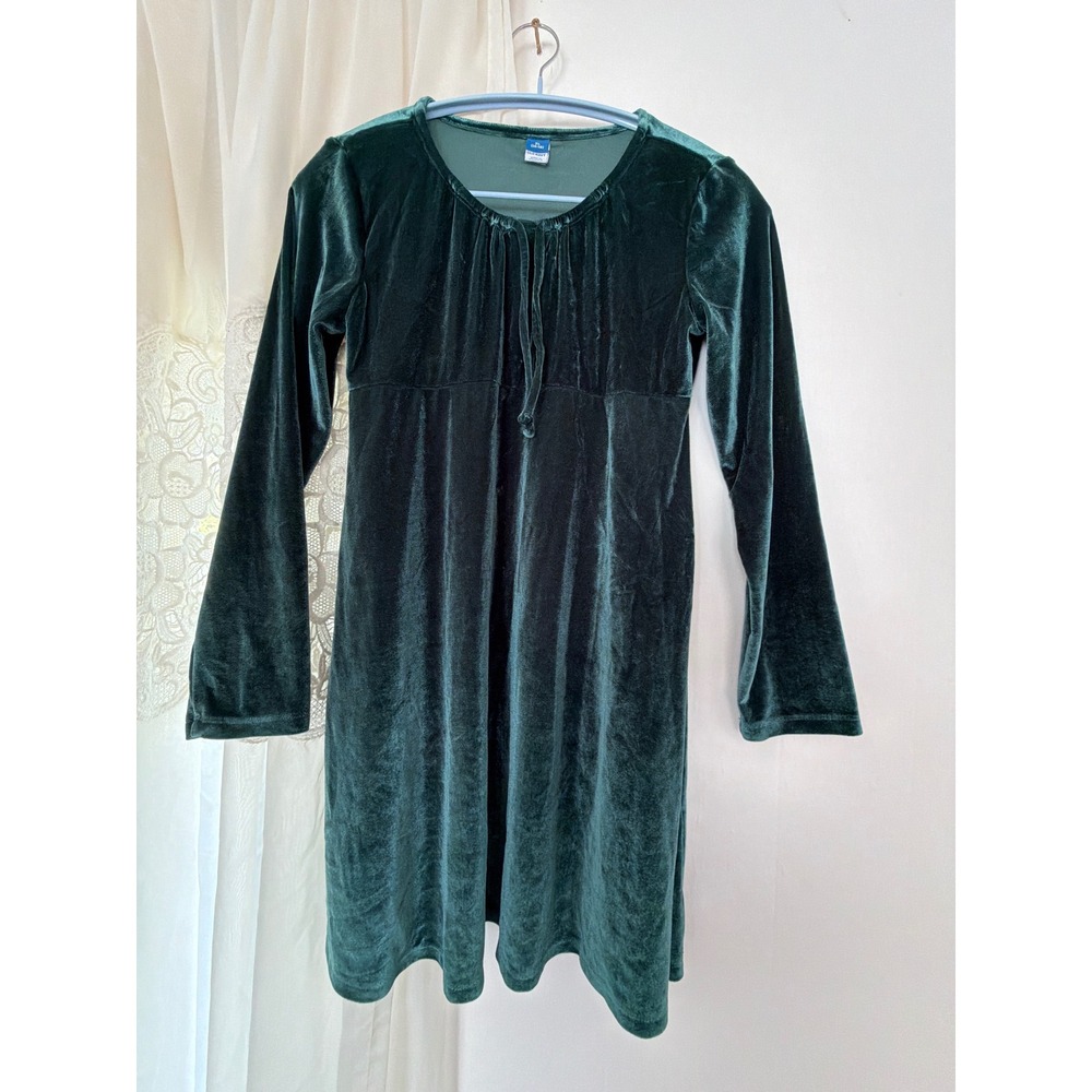 Old Navy Velvet Tie Neck Dress Girls XL‎ 14-16 Emerald Green Long Sleeve